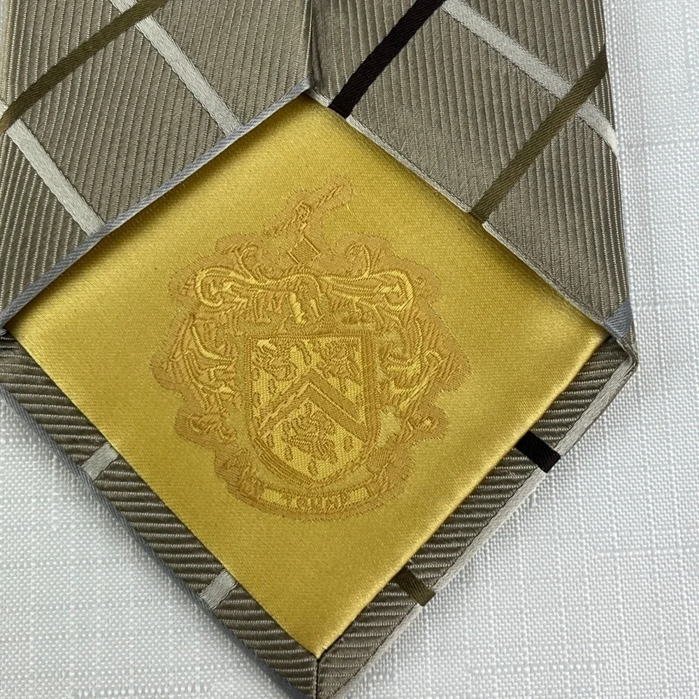 Donald J. Trump Silk Tie Mens One Size Champagne Gold Plaid Signature Collection